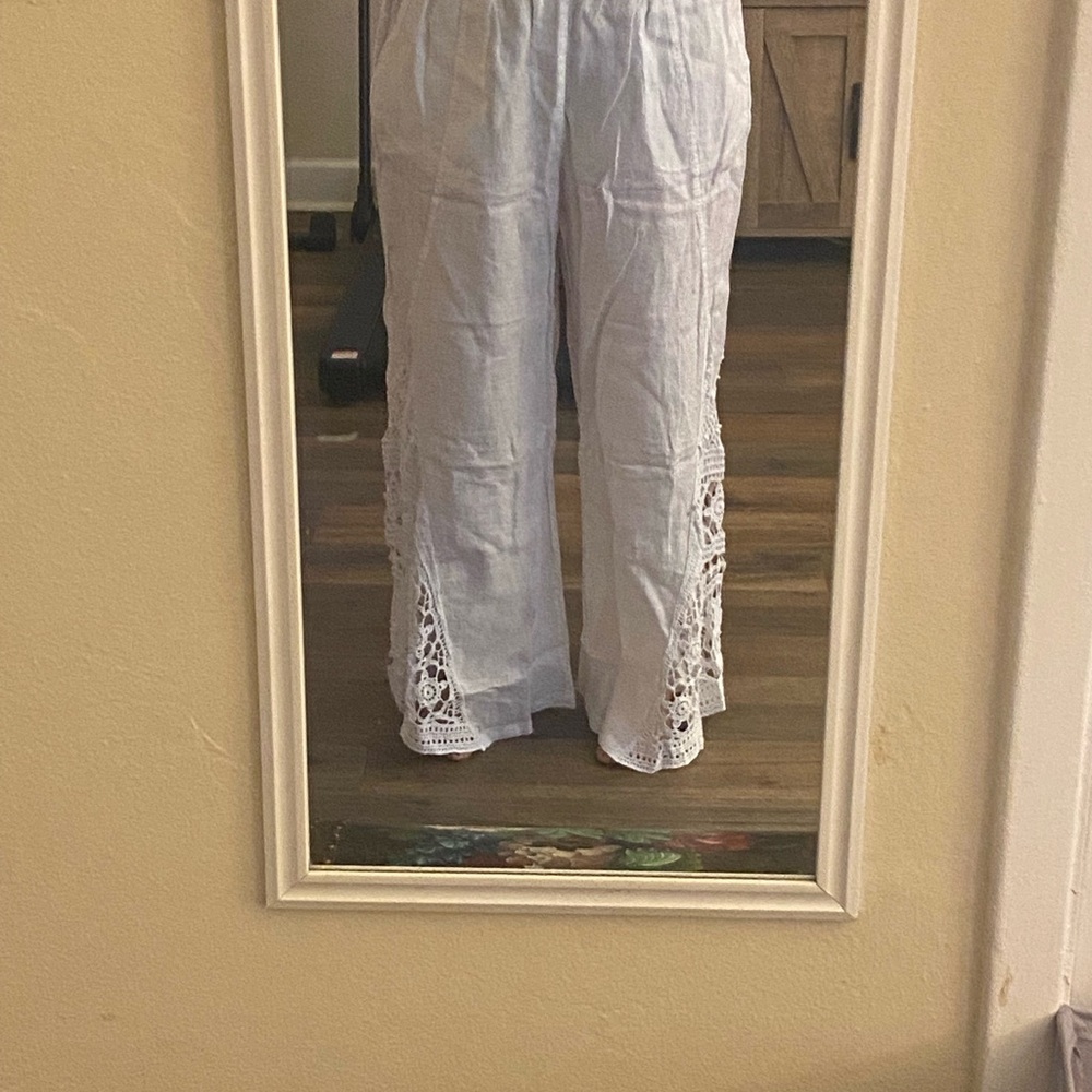 XCVI Ismay crocheted white wide leg pants XL NWT